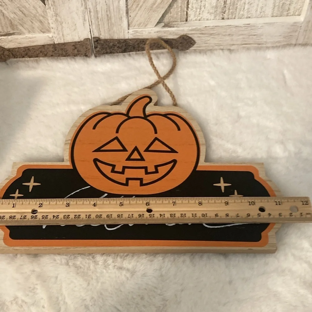 Target BP 2023 Halloween Pumpkin Wooden Hanging Sign